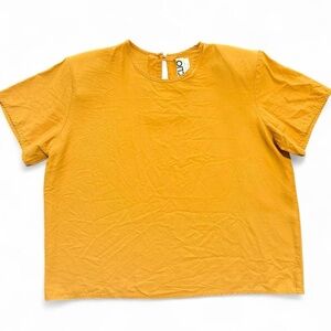 Vintage Clio mustard Yellow cropped boxy square top with keyhole detail
